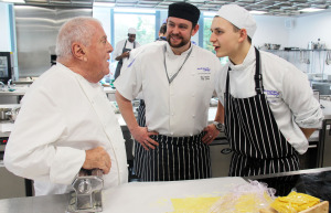 Albert Roux, chef lecturer Ross Anderson and student Kasper Kolek