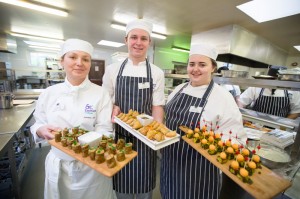Students with canapes