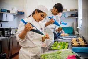 Students prepping canapes